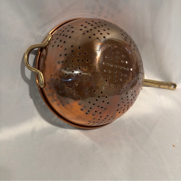 Vintage Copper Strainer Brass Handle Colander - Picture 1 of 4